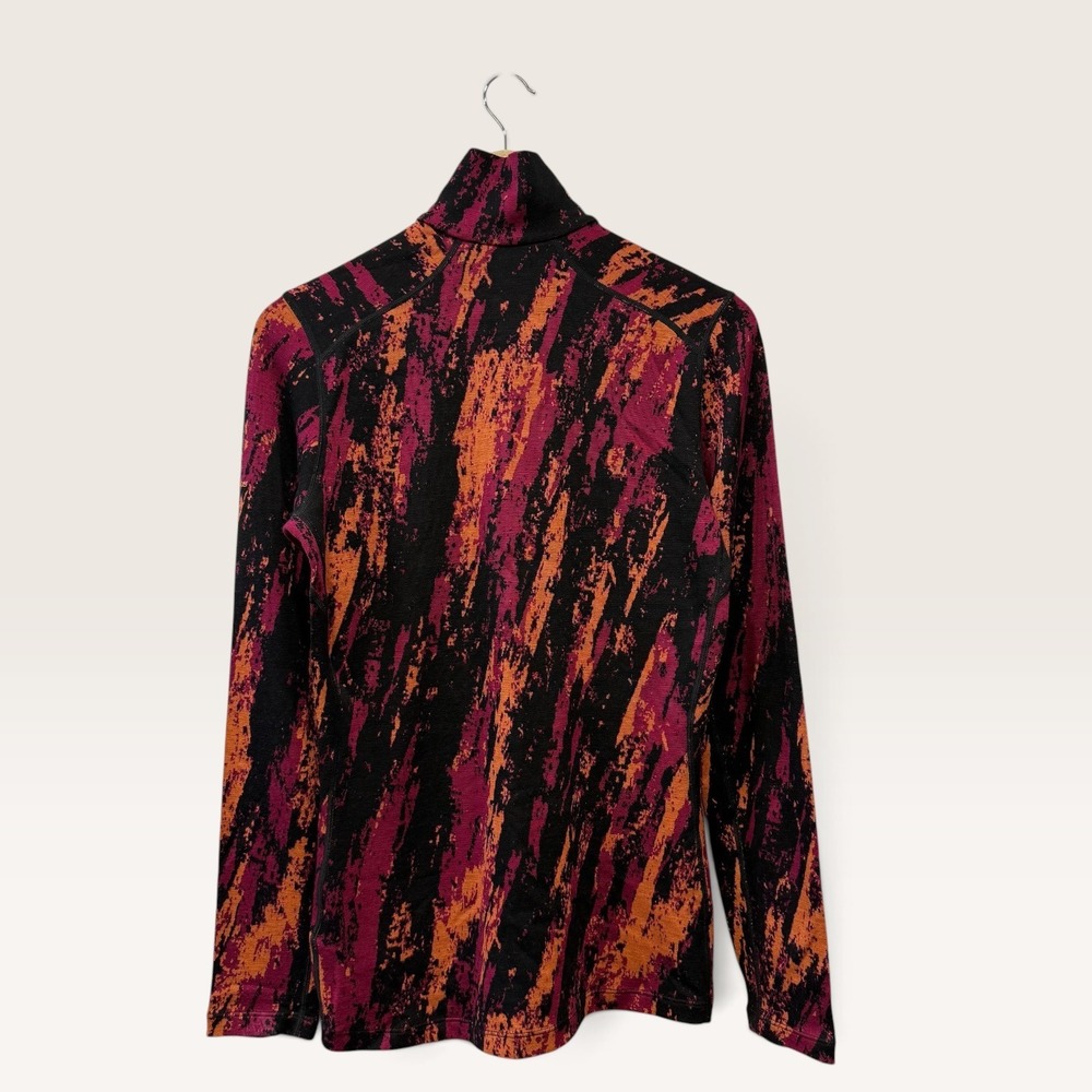Icebreaker 250 Merino Wool Base Layer 1/4 Zip Top Pink Orange Abstract Womens M - Picture 4 of 10